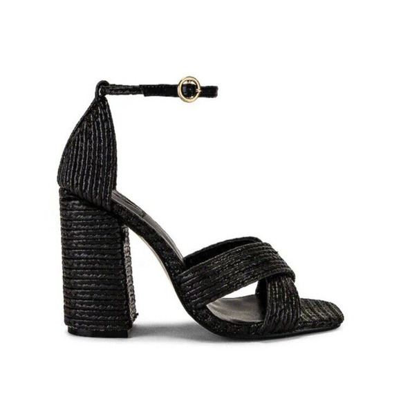 House of Harlow 1960 x Revolve Cava Heel Raffia black‎ Sandals size 7 - Picture 1 of 9